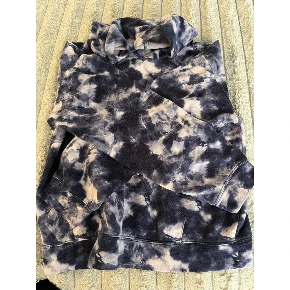 Old Navy Boys XL 14-16 Pullover Hoodie Navy Blue White Tie Dye Fleece Sweatshirt